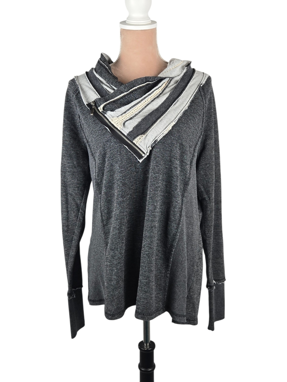 Maurices Asymmetric Zip Draped Top Heather Grey Size XL